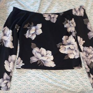 Charlotte Russe Black Floral Off-Shoulder Blouse